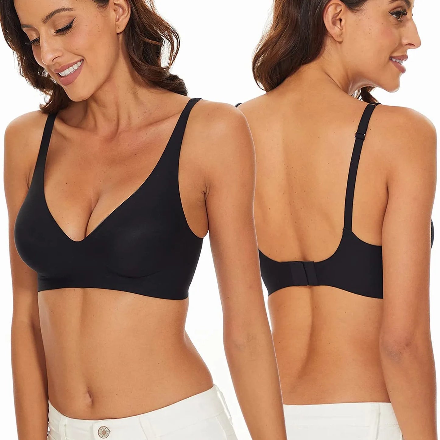 Seamless Push Up Wireless Bra – Adjustable Padded Bralette Lingerie for Women