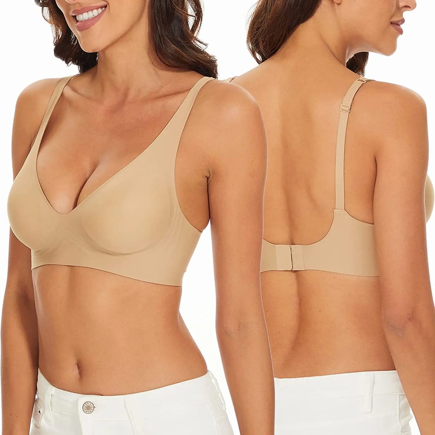 Seamless Push Up Wireless Bra – Adjustable Padded Bralette Lingerie for Women