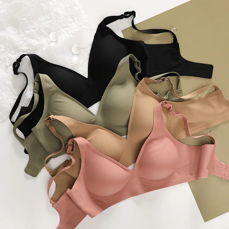 Seamless Push Up Wireless Bra – Adjustable Padded Bralette Lingerie for Women