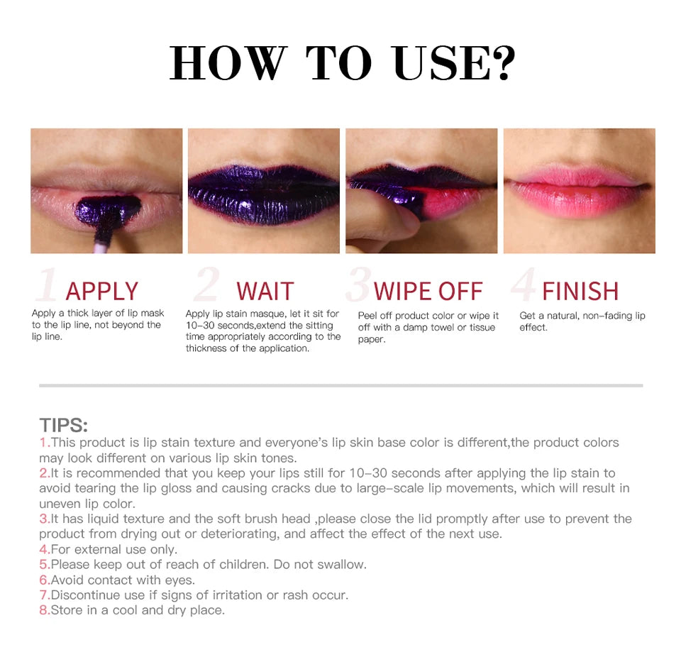 Long Lasting Lip Stain Set – Waterproof Peel Off Tint (3pcs)